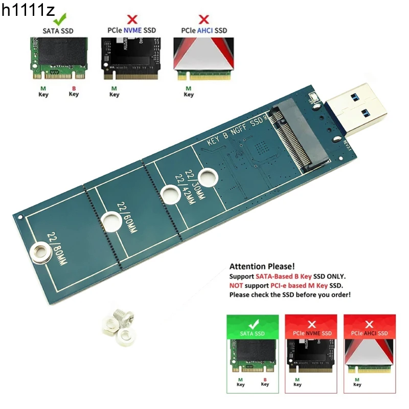 1PCS M.2 to USB adapter B Key for 2280 M2 SSD Drive NGFF converter reader