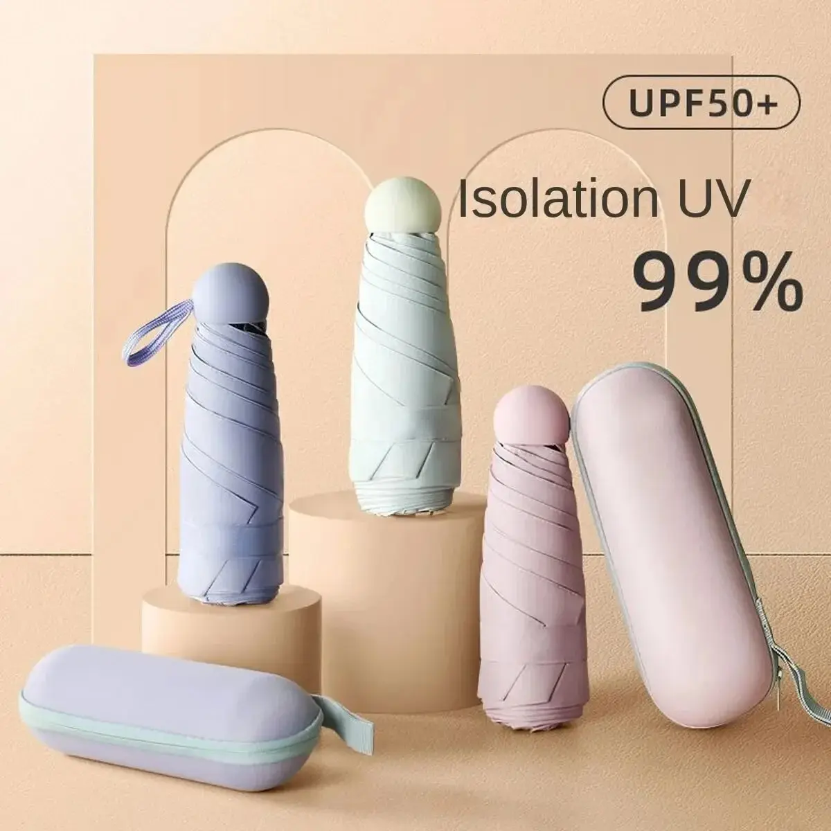 Mini Umbrella Capsule Portable Sunshade Sunscreen Rain Umbrella Rubber Alloy Handle Foldable Sun Rain Dual Use