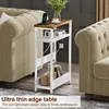 Narrow Side Table Set of 2, with Charging Station, End Table for Small Spaces, Nightstand with 2 USB Ports and 2 Outlet 3