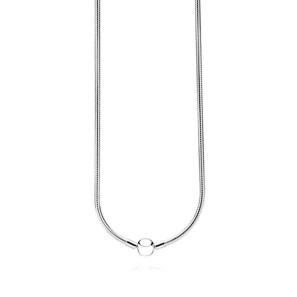 

Authentic 925 Sterling Silver Moments Ball Clasp Fashion Snake Chain Necklace Fit Women Bead Charm Gift DIY Jewelry