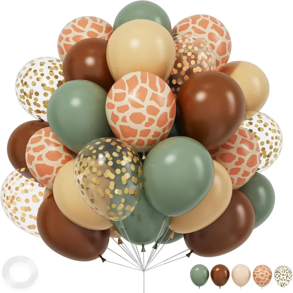 35 teile/satz 12 zoll Salbeigrün Hirsch Druck Konfetti Ballon Set Zoo Dschungel Dinosaurier Thema Geburtstag Hochzeit Abschluss Dekorationen