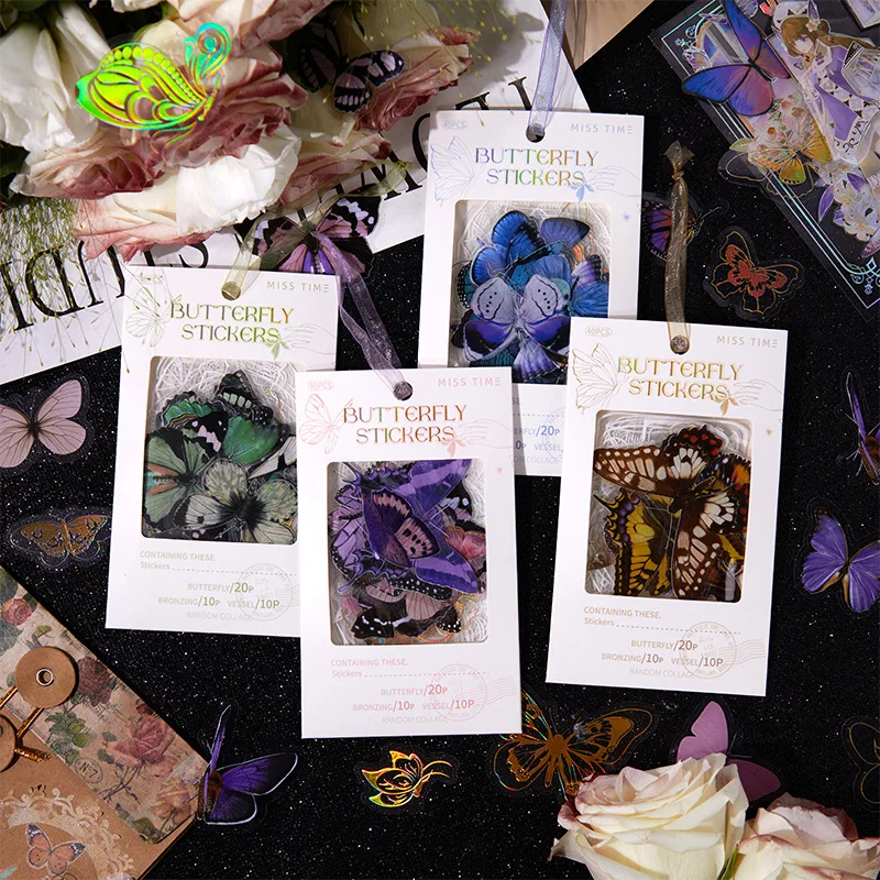 

Бронзовые наклейки из ПВХ в стиле ретро с бабочками, наклейки для самостоятельного оформления дневника, коллажа для творчества, детское украшение, этикетка-наклейка для скрапбукинга