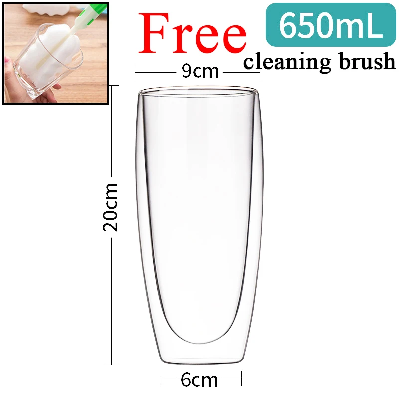 80ML Double Wall Glass Cup Set - Transparent Handmade Heat Resistant Mugs for Tea, Wine, Espresso, Coffee, and Milk