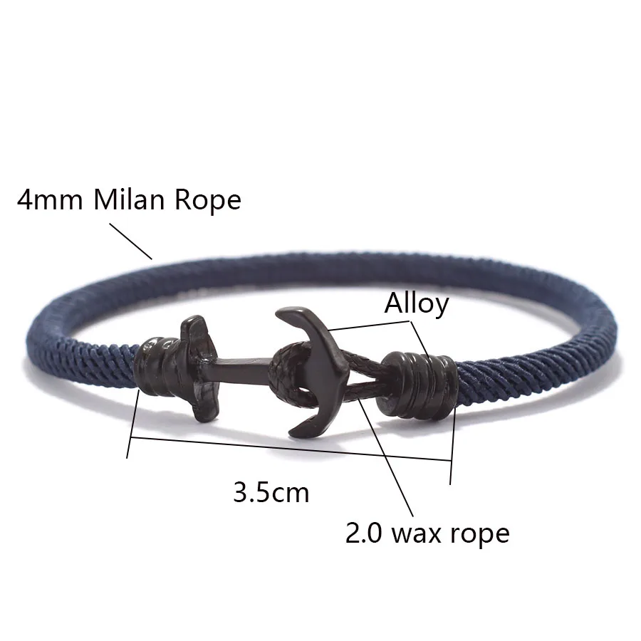 Nautical Rope Anchor Bracelet for Men Red Thread Outdoor