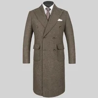 Luxury Herringbone Men Jacket One Piece Fashion Peak Lapel Double Breasted Outerwears Elegant Smart Casual Wedding Male Blazer 1