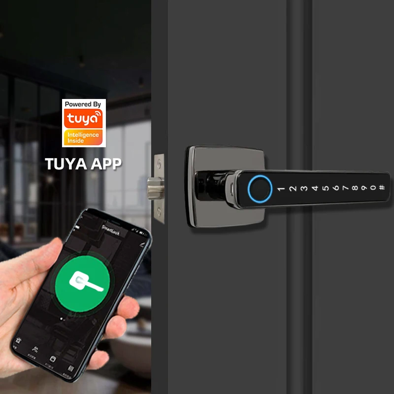 Tuya Smart Home Bluetooth Fechaduras de Impressão Digital Smart Door Lock Senha Digital App Desbloquear Remoto Bloqueio Eletrônico para Alexa Google - Image 4