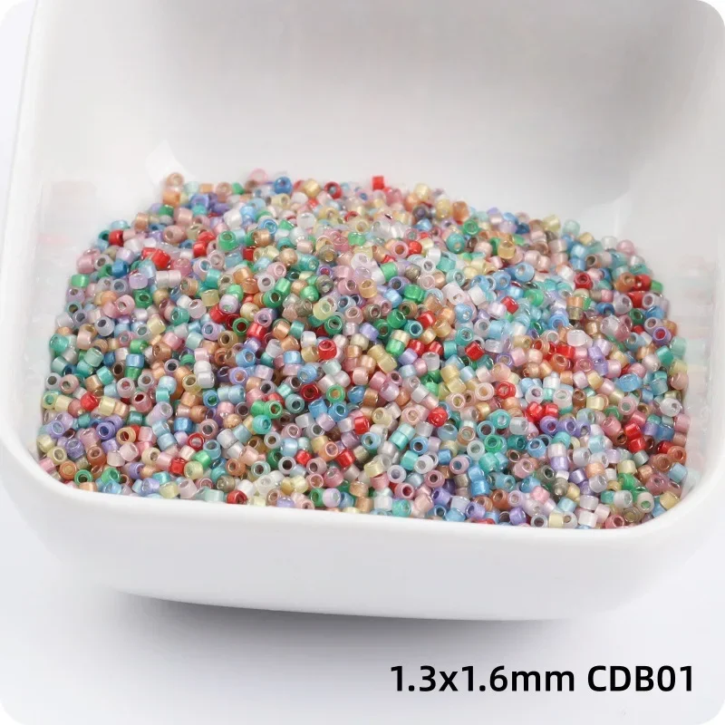 1.3x1.6mm 단백질 충전 실버 앤틱 동구슬 초고급 유리 쌀알 구슬 DIY 수공예 비즈 장식 구슬