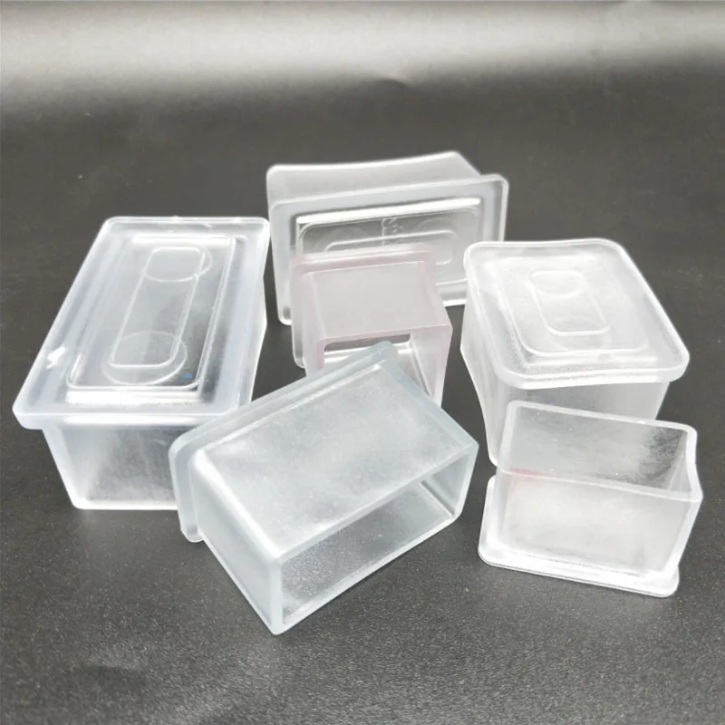 Transparent Square Furniture Leg Caps with Non-slip Rubber and Floor Protection Pads