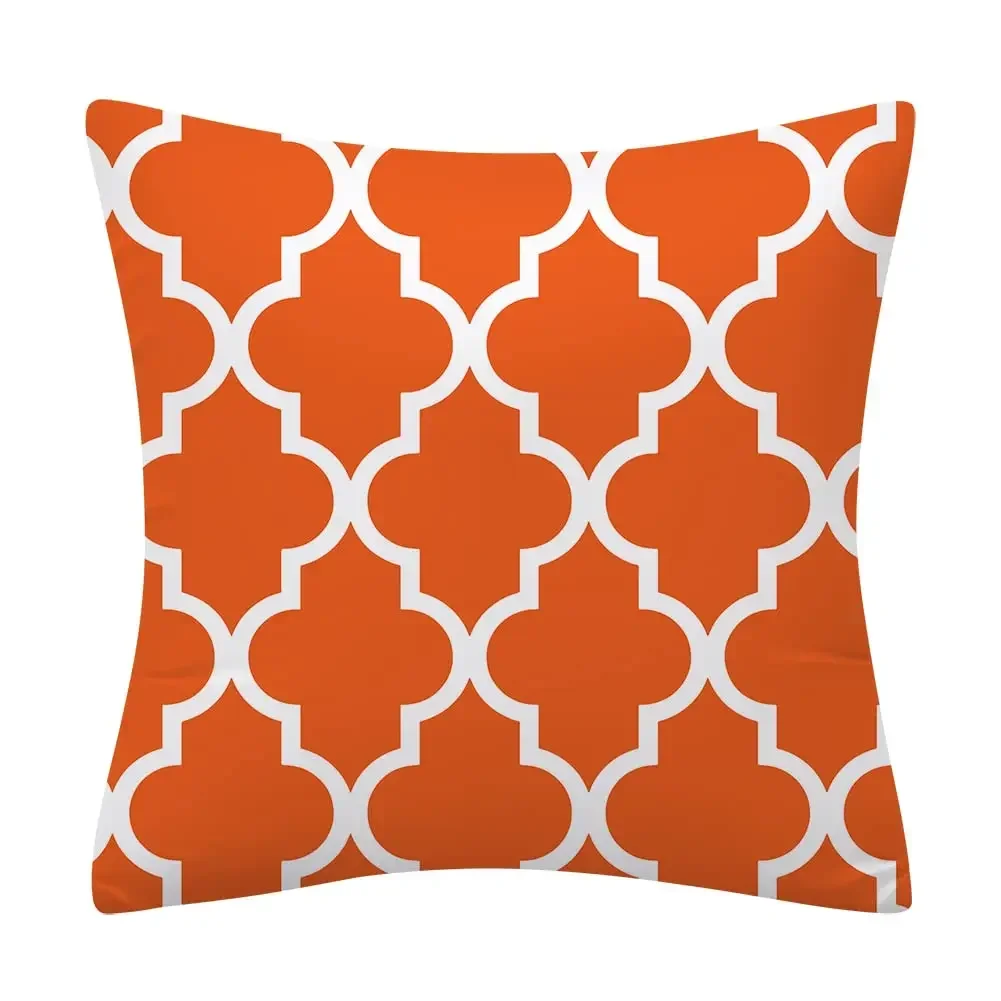 Nordic orange and white classic pattern linen pillowcase sofa cushion cover home decoration can be customized for you 40x40 2