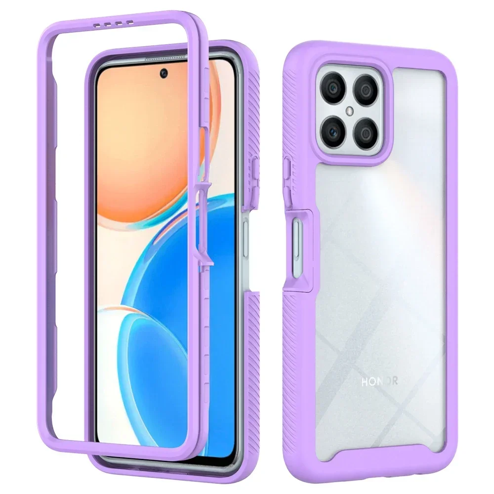Heavy Duty Protective Rugged Armor Shockproof Phone Case with Transparent Back and Soft TPU Frame