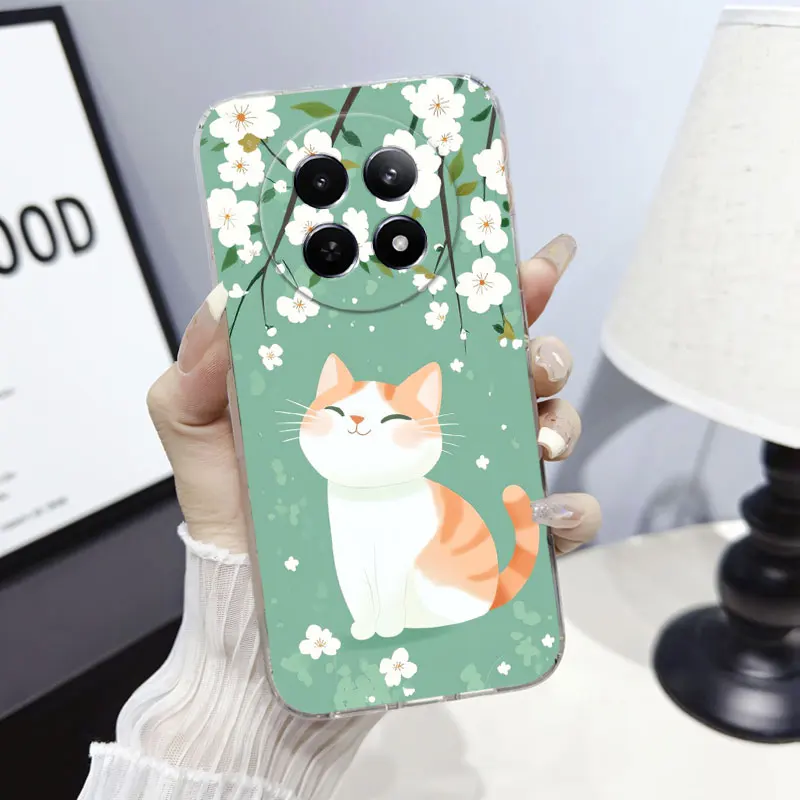 Marble Clear Soft Silicone Phone Case with Cute Cat Design