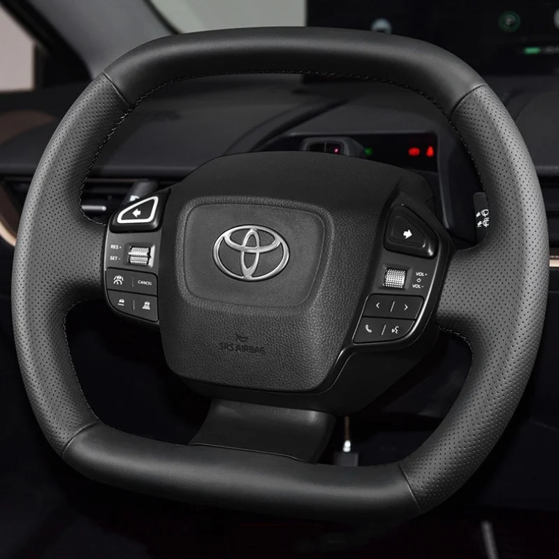 

Hand-Stitched Car Steering Wheel Cover Anti-Slip Breathable Leather Wrap For Toyota BZ3 2023 Interior Durable Car Accessories