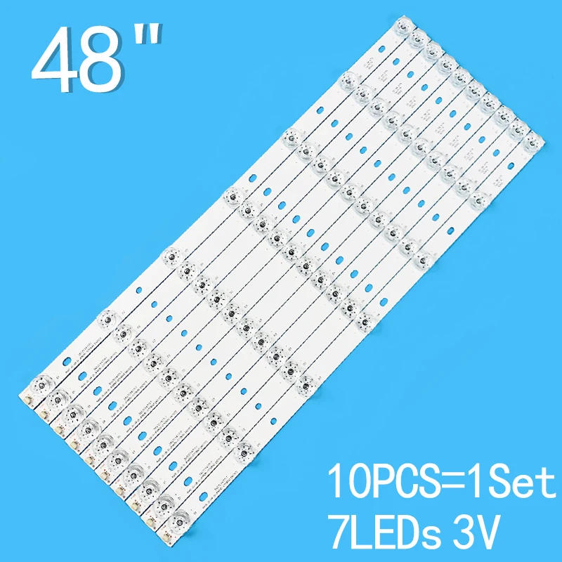 New 10PCS/lot 476mm 7LEDs 3V For 48