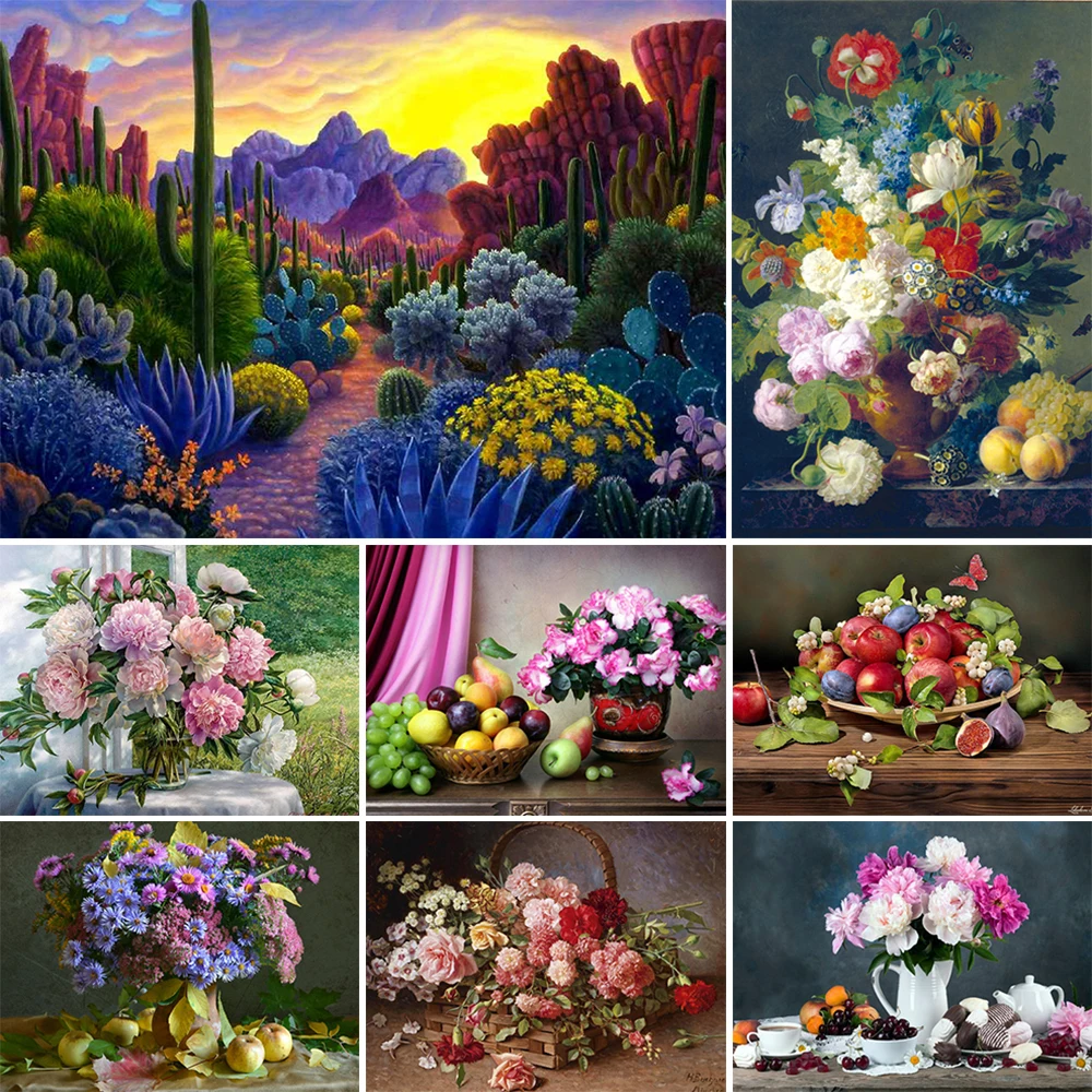 Landschaft Blumen vorgedruckt 11CT Kreuzstich Stickset Handarbeit Malerei Handarbeit Handwerk Design Mulina Room Decor