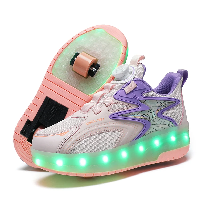 

New Fashion LED Child Flash Shoes Kids Luminous Boys Girls Roller skateS Children Two Wheel shoes