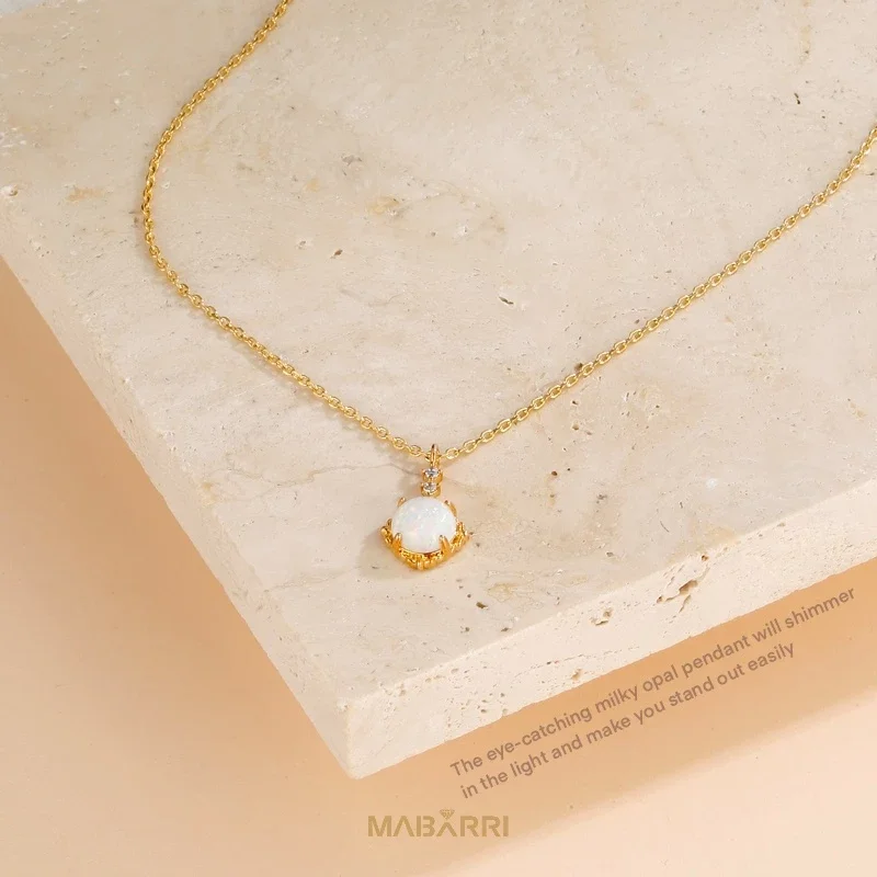 MABARRI Gold Pendant Necklace 14K Real Gold Plated Crystal Charm Adjustable Layered Necklace with Extention Chain for Women Girl