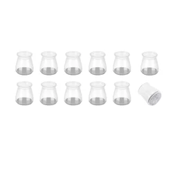 Premium Silicone Felt Chair Leg Floor Protectors - Set of 12, Clear, Anti - Scratch & Noise Reduction Pads (Clear S 12pcs)
