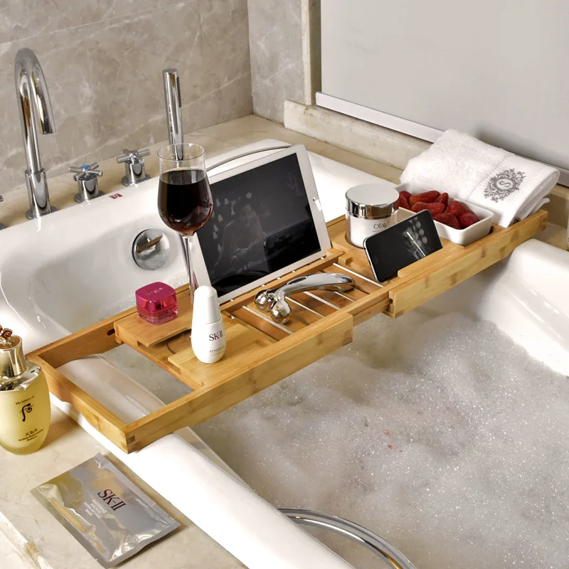 Extendable Bath Tray Bathtub Tray Bath Tub Bamboo Bathroom Shelf Tub Shelf Home Furniture