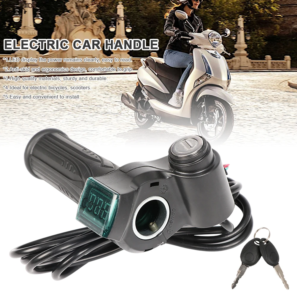 

Electric E-Bike Twist Throttle 24/36/48/60/72V LED Digital Meter Electric Bike Handlebar With Power Switch Bicycle Accessories