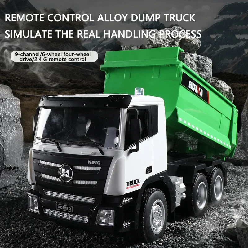 

Huina Rc 1: 18 Nine-channel Outdoor Remote Control Dump Truck Simulation Engineering Vehicle Electric Car Model Toys Boys Gift