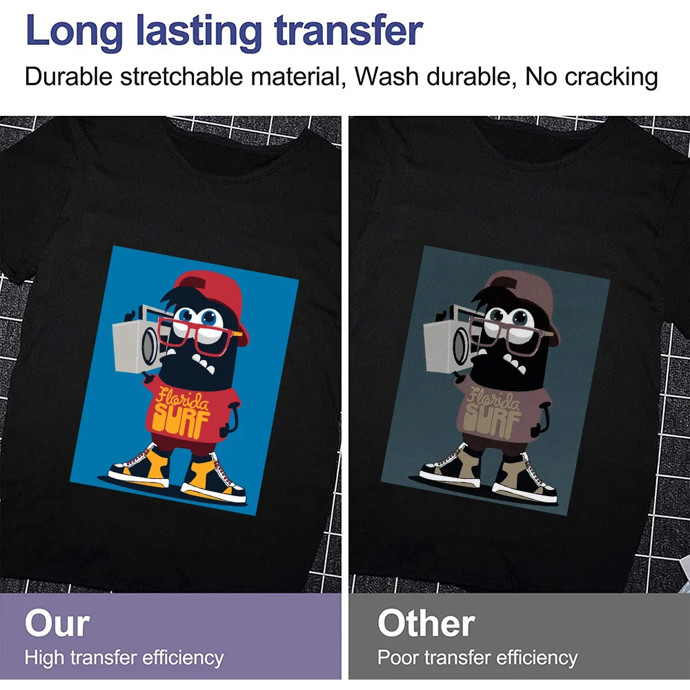 직물 A4 전사지, 다리미 온 열 프레스, 티셔츠 잉크젯 인쇄, 직물 패턴, 승화 열 전사지