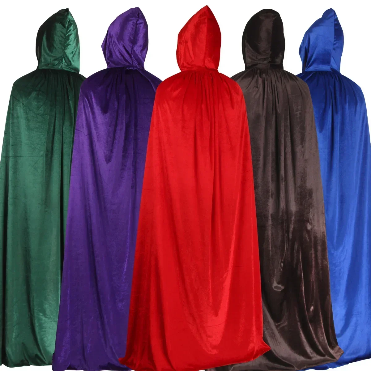 Halloween Hooded Capes for Adult Kid Long Cloaks Cosplay Costumes Witch Red Black Purple Green Grim Reaper Cape for Women Men