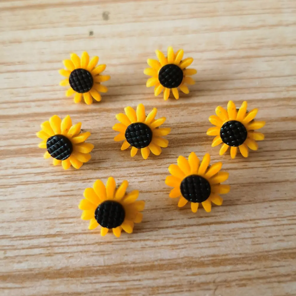 30Pcs 장 해바라기 푸시핀 다기능 써머핀 가정용 사무실 DIY 포스터 액세서리 다채로운 레진 철제