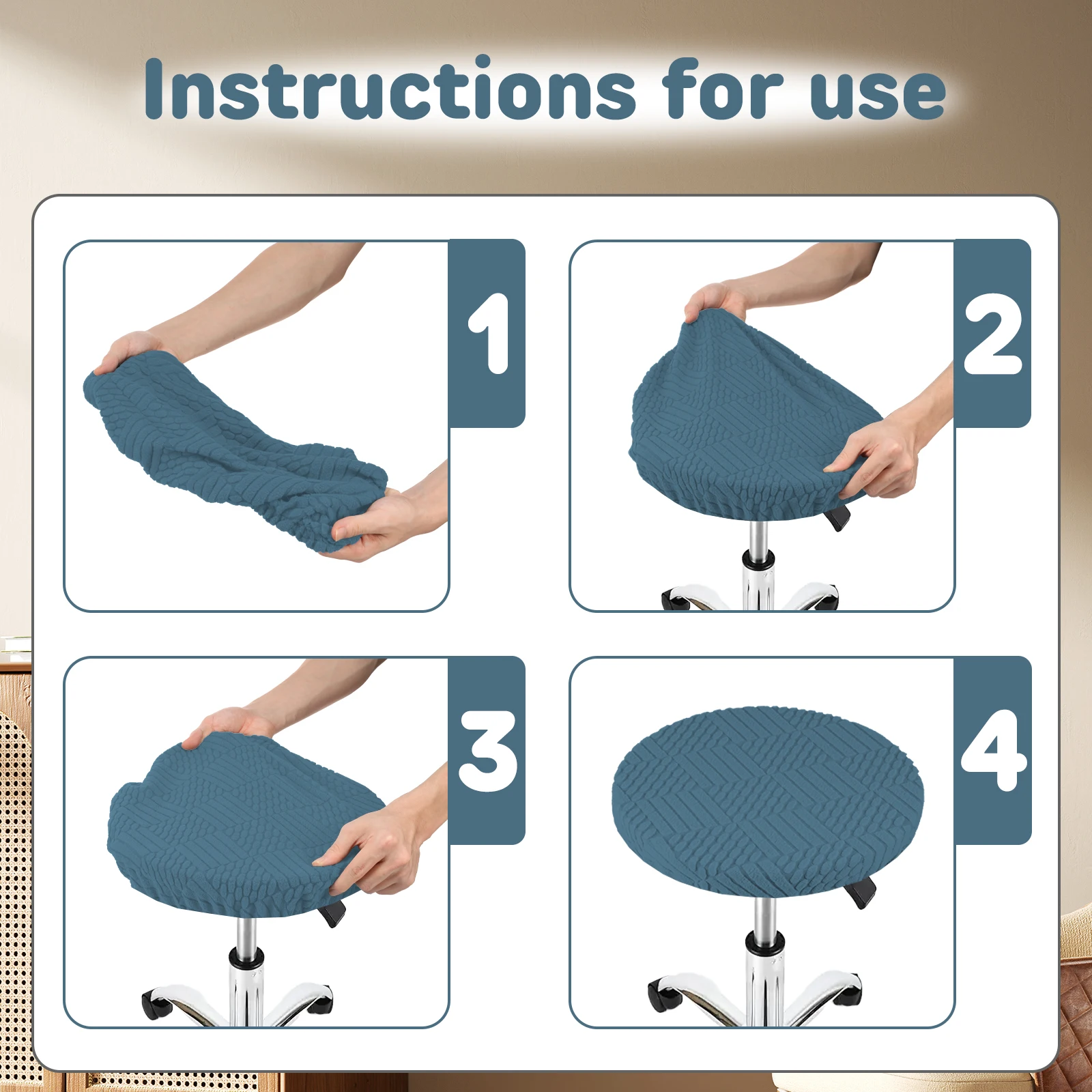 4Pcs Elastic Bar Stool Cover Polyester Round Seat Cover Breathable Single Chair Protective Cover for Home Cafe Office Restaurant