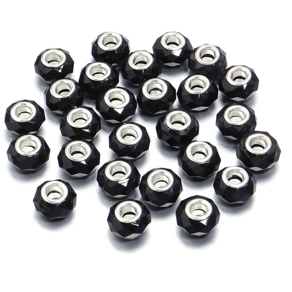20 Stück 14x9mm facettierte Harzperlen transparente Farbe großes Loch lose Distanzperlen für Schmuckherstellung DIY Armband Halskette Zubehör – Detail 8