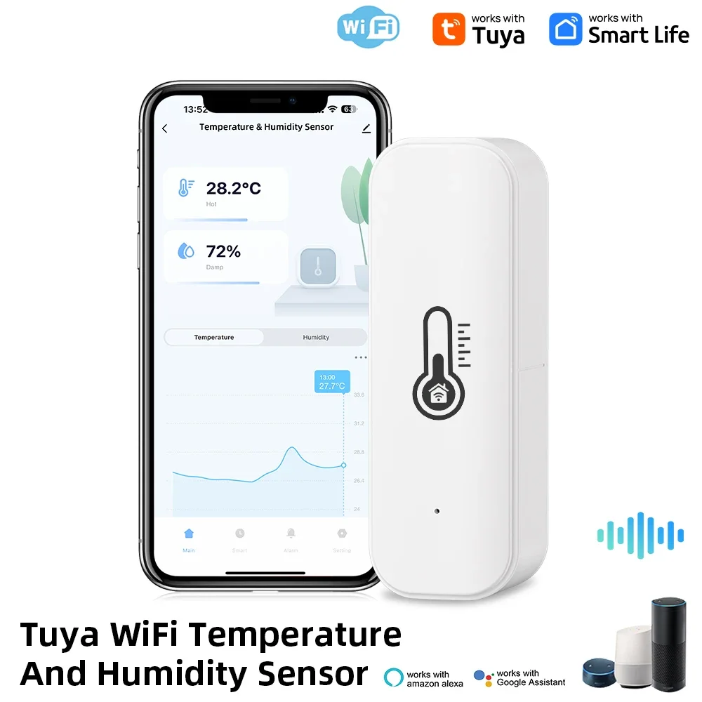 Tuya WiFi Temperature Humidity Sensor Smart Life Remote Monitor For Smart Home Work with Alexa Google Assistant 2