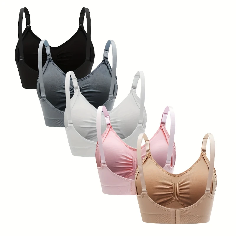 5 Pcs Plus Size Nursing Bra Breathable Women Breastfeeding Underwear Seamless Maternity Bra Push Up