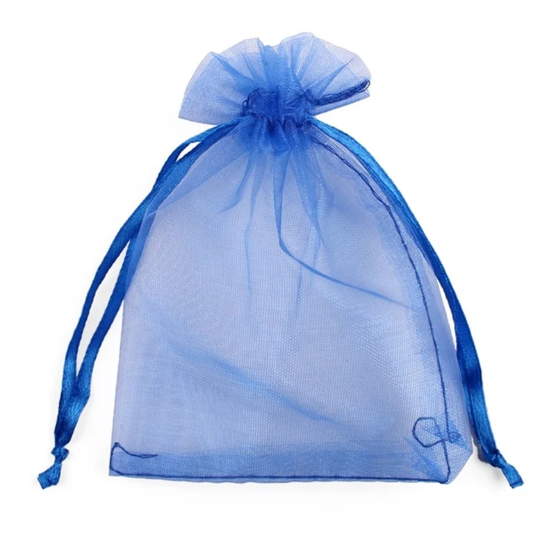 Solid Color Organza Gift Bags - Mesh Tulle Fabric Pouches for Weddings and Events (50/100pcs)
