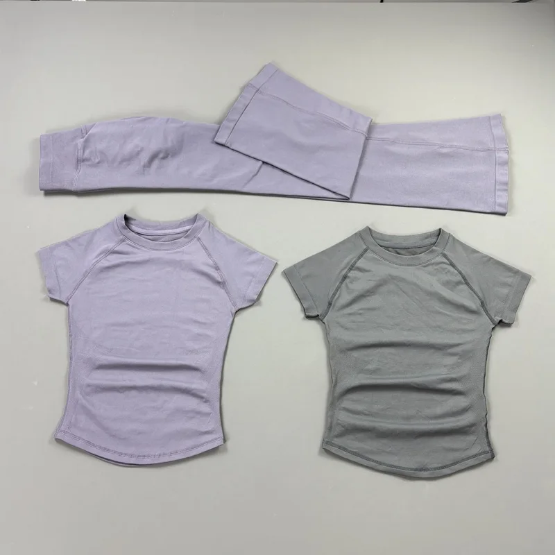 Ensemble 2 pièces de sport : haut moulant à manches courtes et pantalon évasé sans couture pour yoga, séchage rapide, idéal pour la gym et le sport