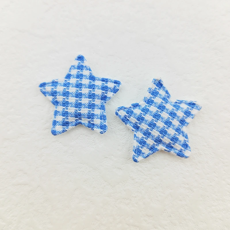 100Pcs 3CM Gingham Stern Applique Padded Patches Für Kleidung Hut Handwerk Nähen Liefert DIY Headwear Haar Clips Bogen decor – Detail 4
