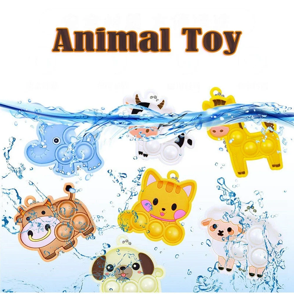 Caption saying Animal Toy, and pop fidget toys under the water