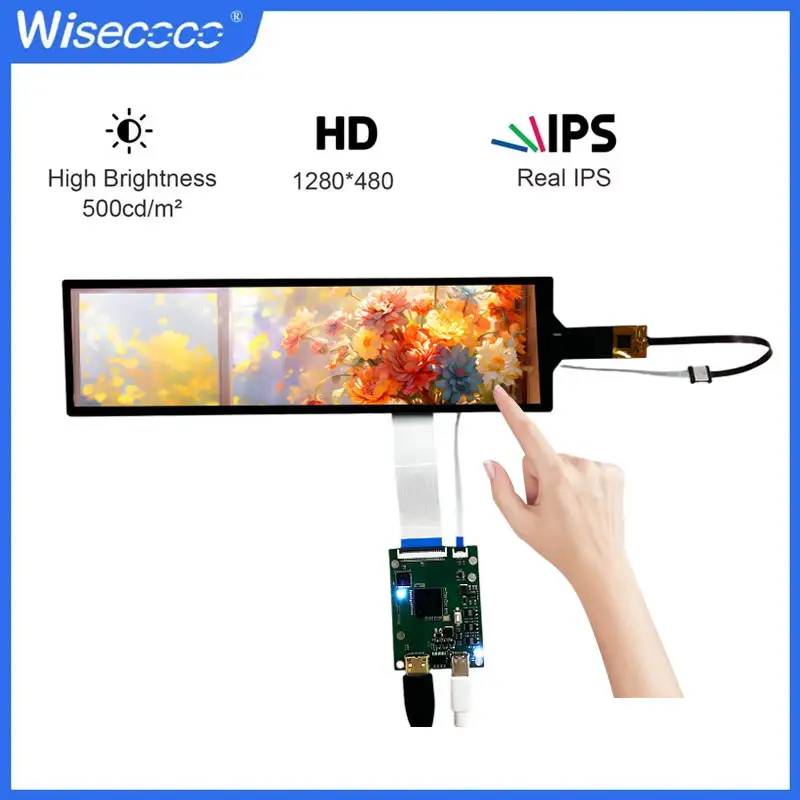 Wisecoco 8.8 Inch 1920x480 Stretched Bar IPS Display Capacitive Touch Screen TFT Module For Raspberry Pi Aida64 Sub Monitor 60hz image 1