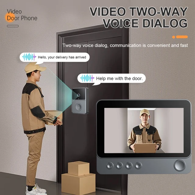 2.4G Wireless Video Intercom Doorbell 4.3 Inch IPS Screen Door Bell Intercom System Two Way Voice Doorbell with Camera Monitor 2