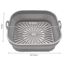 Foldable Reusable Silicone Air Fryer Liners - Non-Stick Food Safe Basket (Gray Square)
