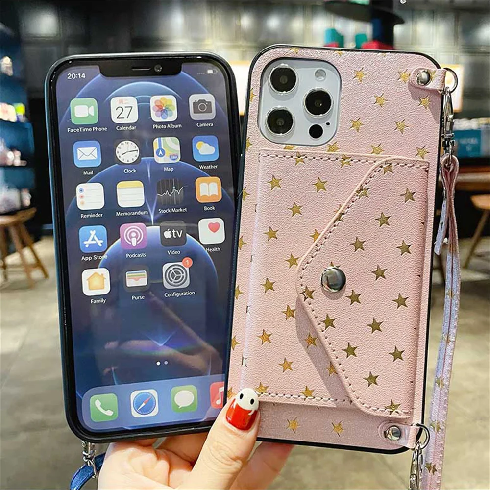 Louis vuitton iphone case iphone 14 pro leather LV iPhone 14 pro max  Protective Cover Card Storage Luxury Carrying Shoulder iphone 13 pro max  Case