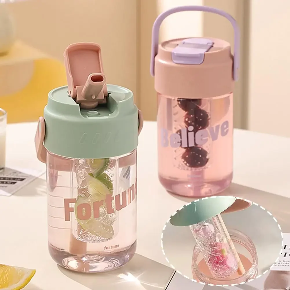 600/800ml Large Capacity Straw Water Cup Sports Water Bottle High Value Outdoor Camping Drinking Tools Kawaii Summer Cup