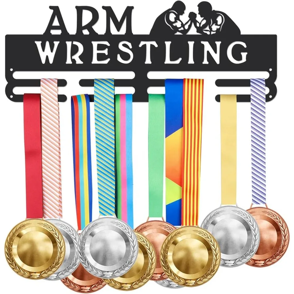 

Arm Wrestling Medal Display Hanger Arm Wrestling Medal Holder with 8 Lines Sturdy Steel Award Display Holders for Over 40 Medals