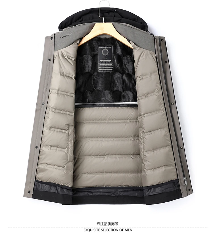 Casual Winter männer Warme Mit Kapuze Weiße Gans Unten Jacken Streetwear Lose Dicken Puffer Mantel Outdoor Winddicht Top Parka Kleidung – Detail 6