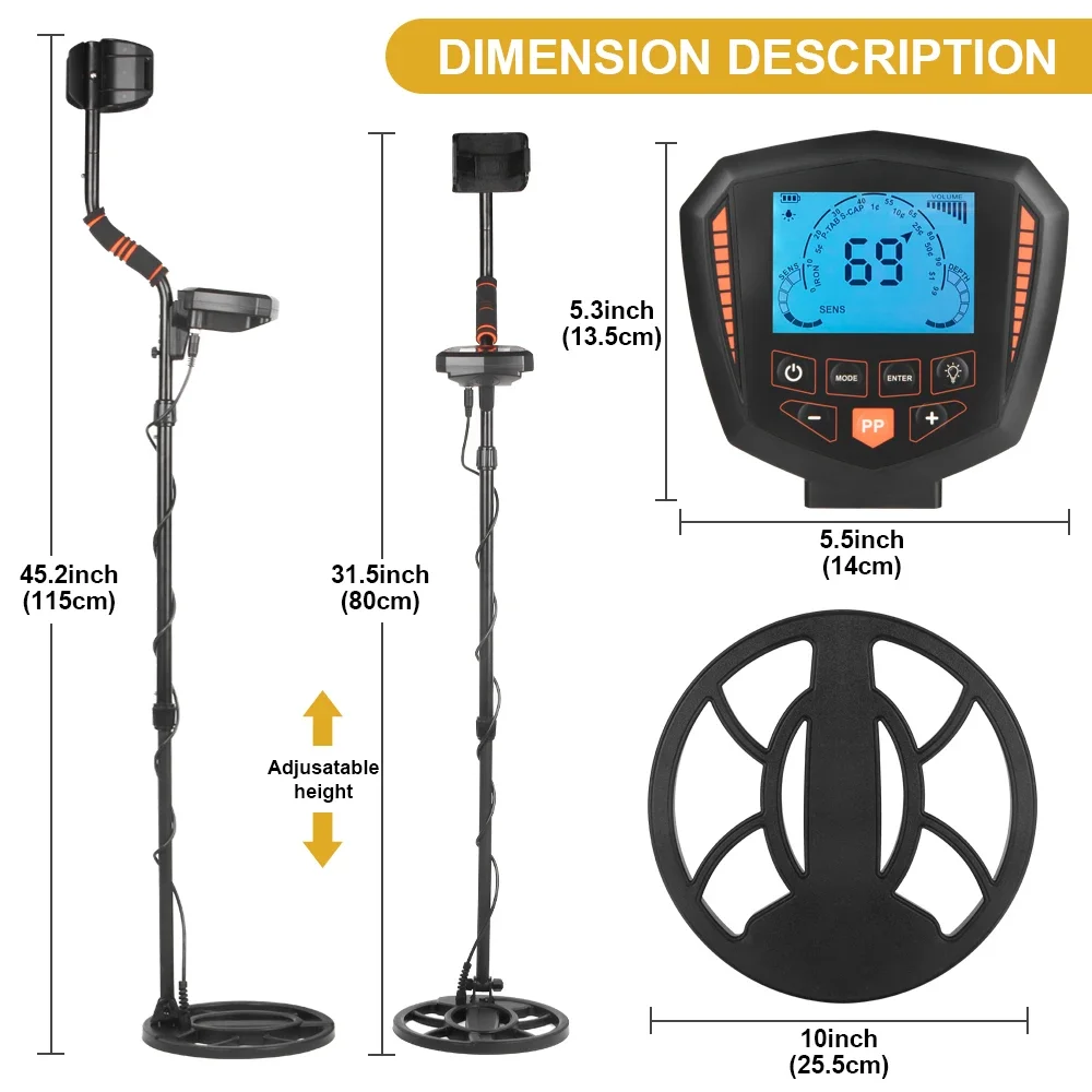 Treasure Hunter X11 Professional Underground Gold Metal Detector Scanner Finder Digger Waterproof 11" Coil Tool Pinpointer