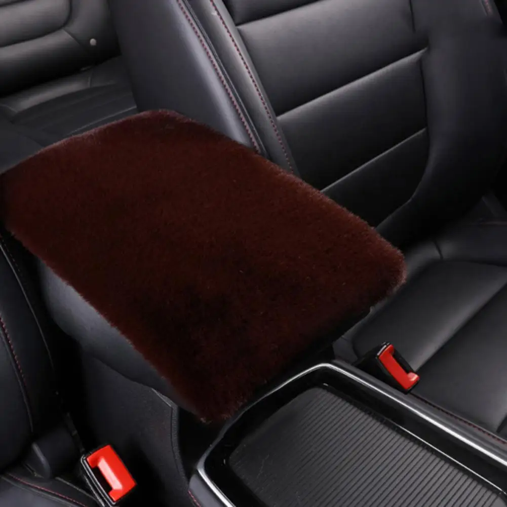 

Automobile Armrest Box Cushion Soft Fuzzy Faux Fur Car Armrest Cover Plush Mat Protector for Suv Truck Auto Console Elastic Band