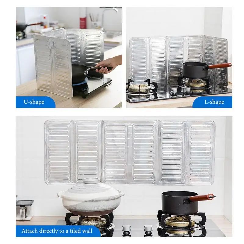 Oil Splatter Guard Grease splash guard Anti-Splashing Stove Oil Baffle Plate aluminum foil Kitchen Cooker Shield Cooking Frying Oil Protect Cover