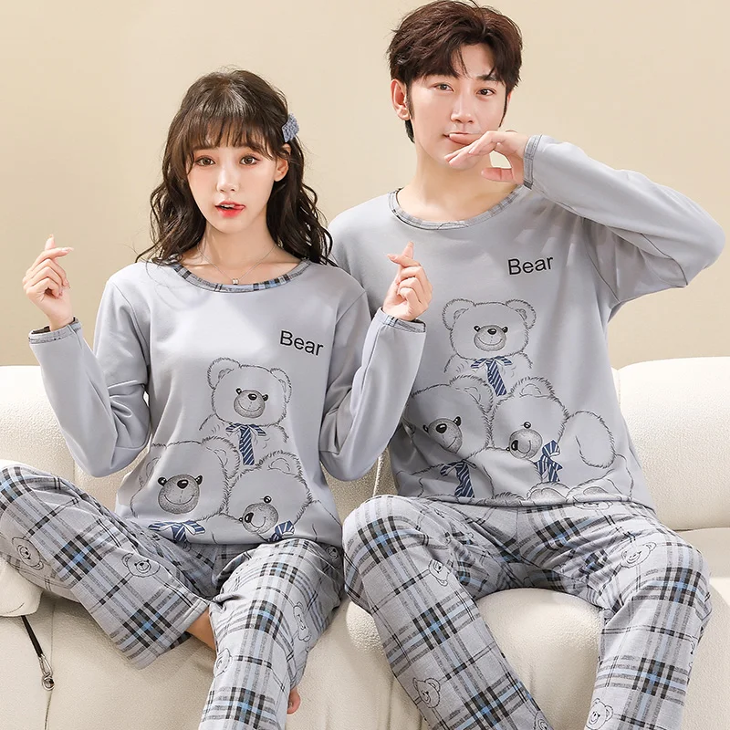 Spring Autumn Couple Pyjamas Cotton Pj Pajamas Set Women Leisure Sleepwear  Pajama Sets Pijamas Mujer Men Pyjamas Home Clothing - AliExpress