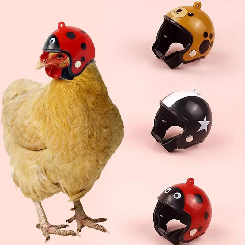 Hats for Chickens Funny Chicken Hard Caps with Strap Safety Headgear Small Animal Headwear Pet Bird Costumes Pet Hats