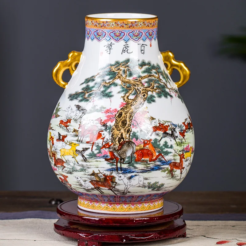 

Цзиндэчжэнь керамическая ваза Винтаж лошадь узор с вазой ваза украшение ваза Гостиная Кабинет офис