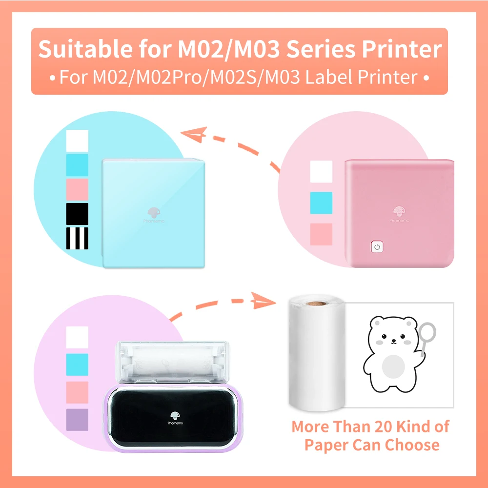 Thermal Paper Gold Sticker Colorful Paper 53mm x 3.5m For Phomemo M02/M02S/M02Pro Pocket Printer 3 Roll/Box