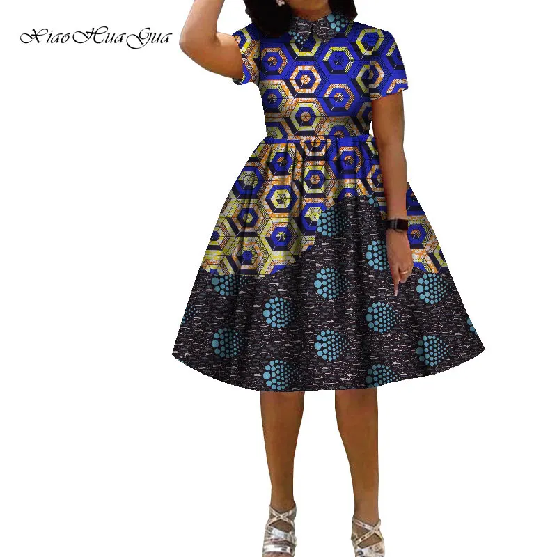 African Print Dresses Women Elegant High Waist Maxi Dress Bazin Rich Plus Size Clothing for Women 2021 Summer Daily WY8799
